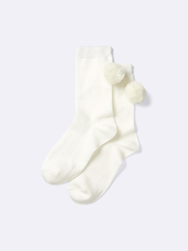 STYLE-HEAT Crew Socks | Pompom