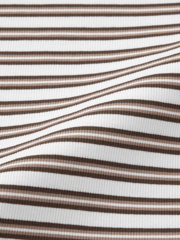 Ribbed Multi-Striped Cropped T-Shirt