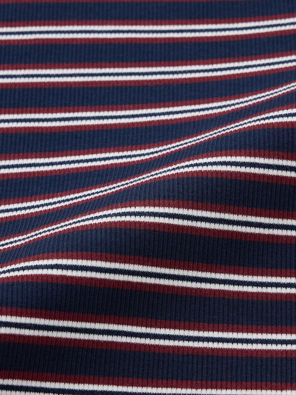 Ribbed Multi-Striped Cropped T-Shirt