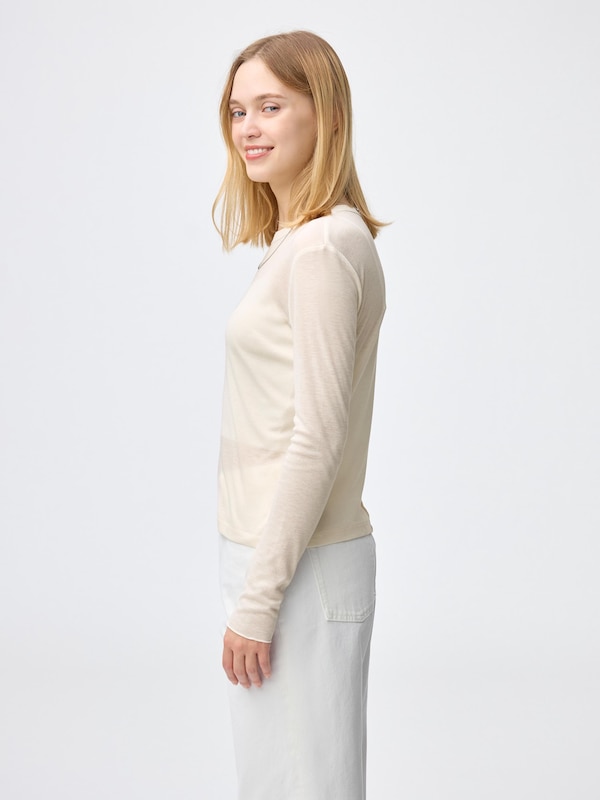 Soft Sheer Crew Neck T-Shirt | Long