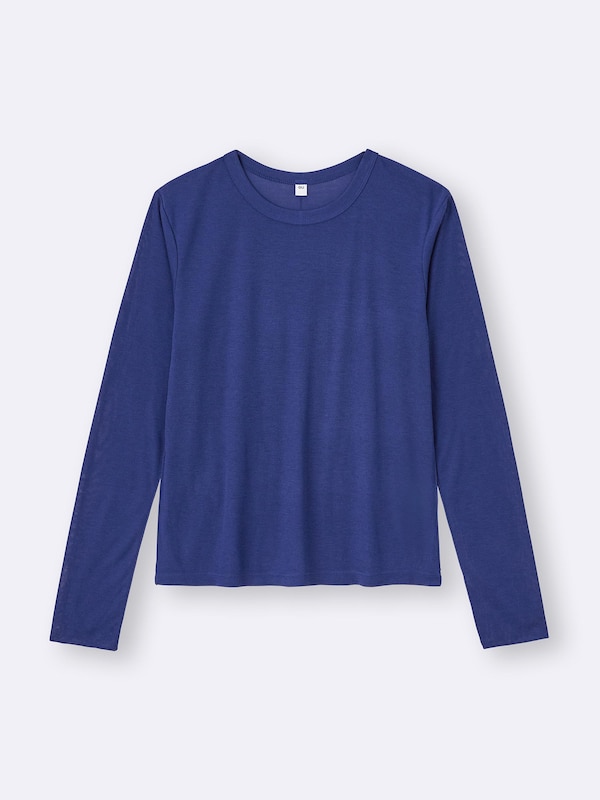 Soft Sheer Crew Neck T-Shirt Long GU US - Main Image