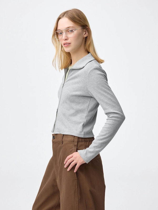 Ribbed Double-Zip Cardigan