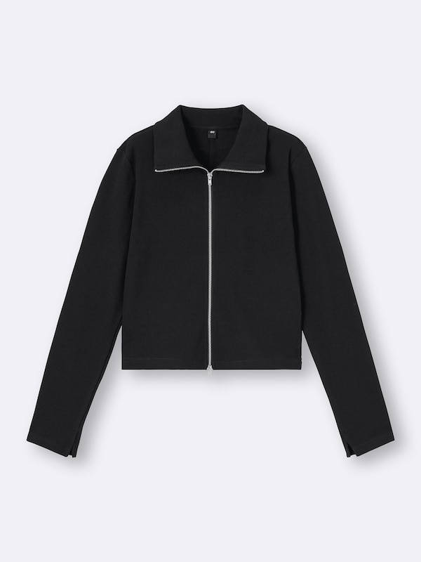 Ribbed Double-Zip Cardigan