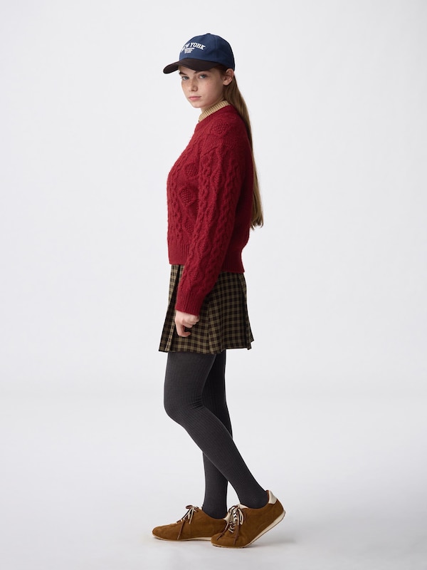 Side Pleated Checked Skort