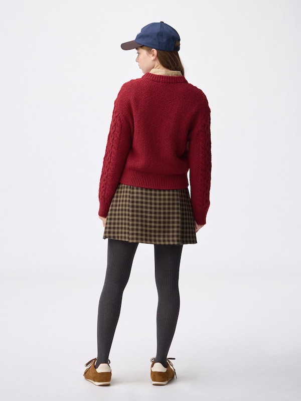 Side Pleated Checked Skort