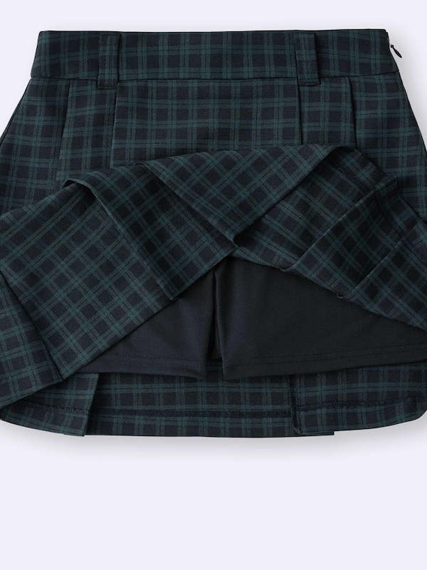 Side Pleated Checked Skort
