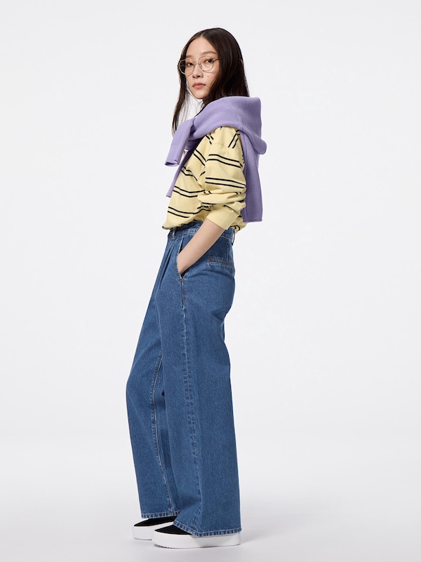 Denim Pleated Trousers