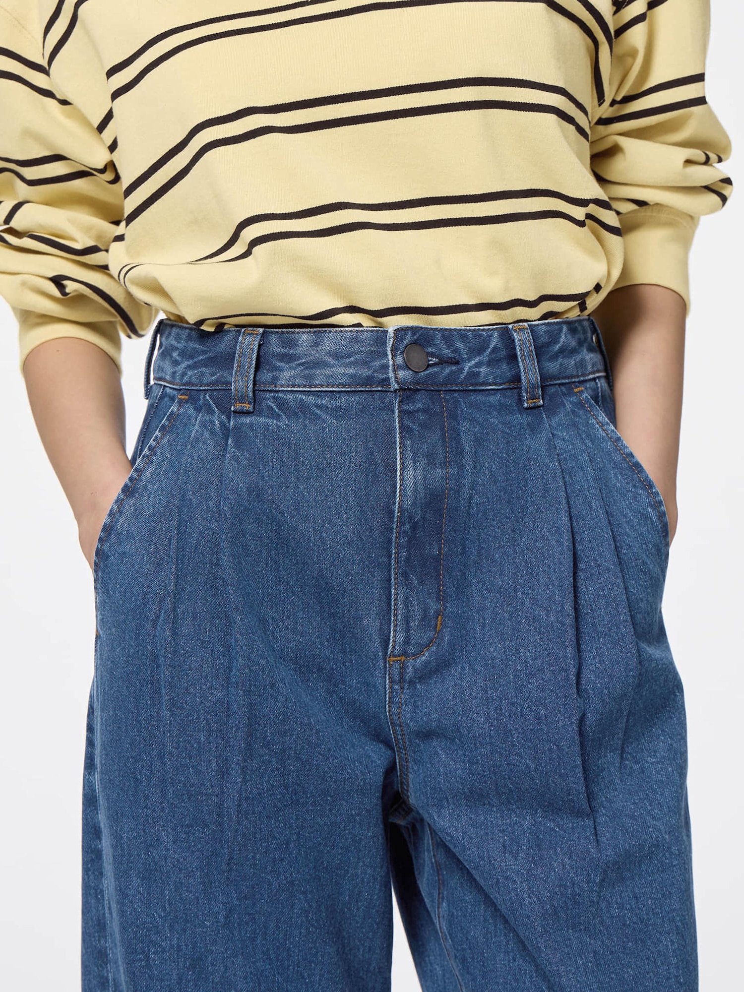 Denim Pleated Trousers | GU US Denim Pleated Trousers | GU US