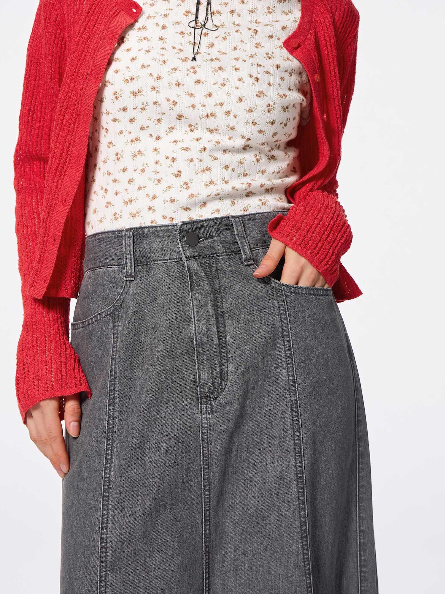 Light Denim Flared Maxi Skirt | GU US