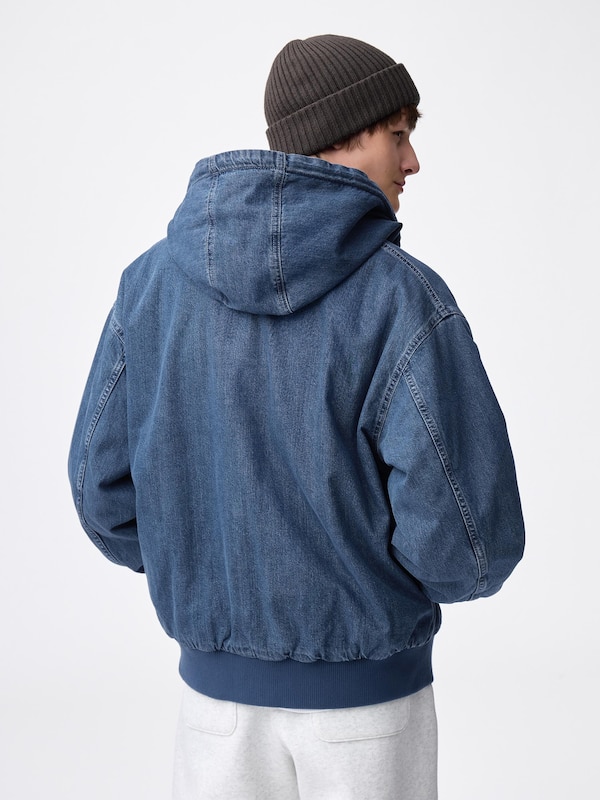 Denim Padded Zip Up Parka