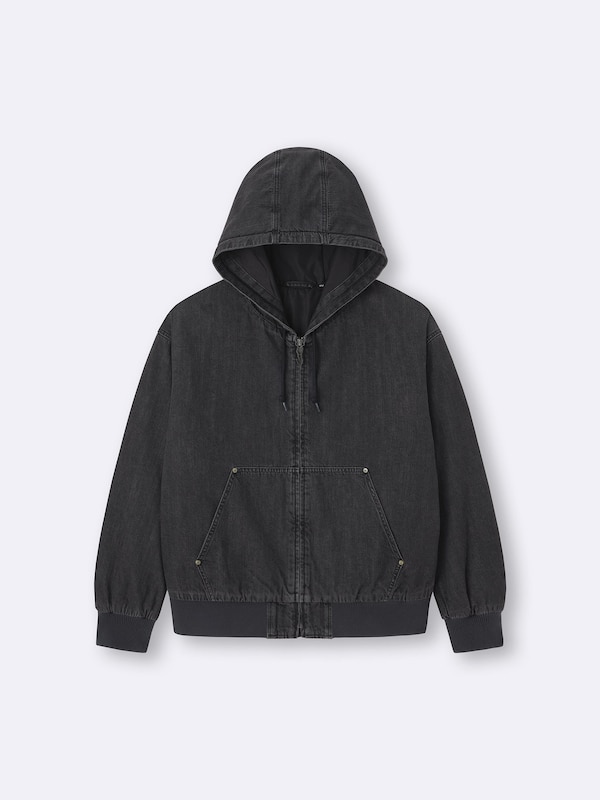 Denim Padded Zip Up Parka