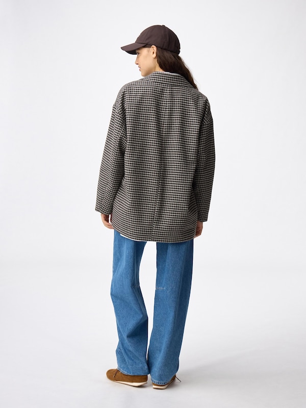 COZY MELTON Checked Half Coat