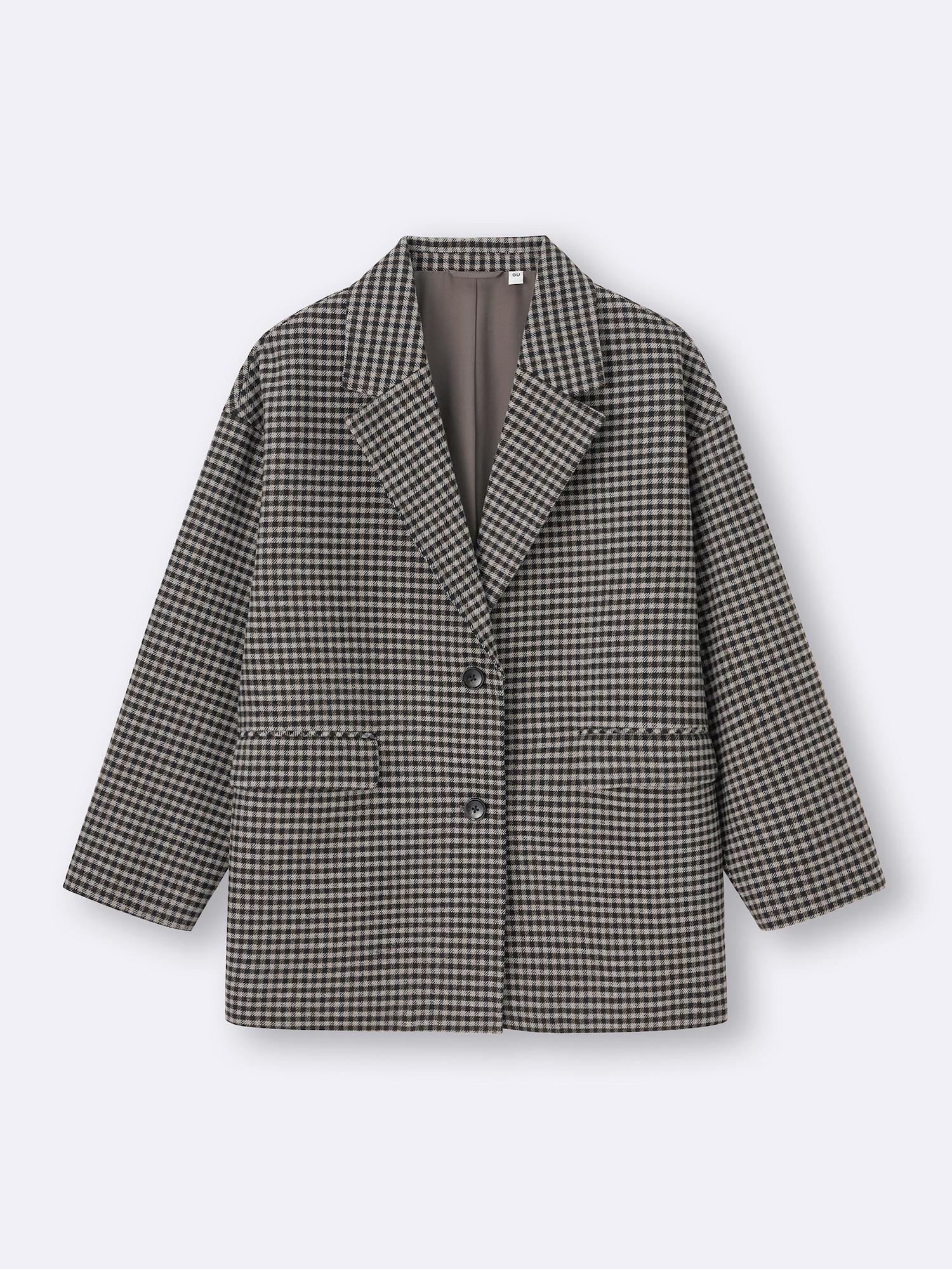 Women's COZY MELTON Checked Half Coat | GU US