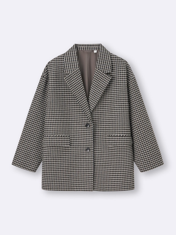 COZY MELTON Checked Half Coat
