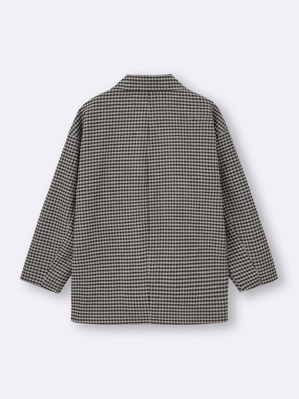 COZY MELTON Checked Half Coat