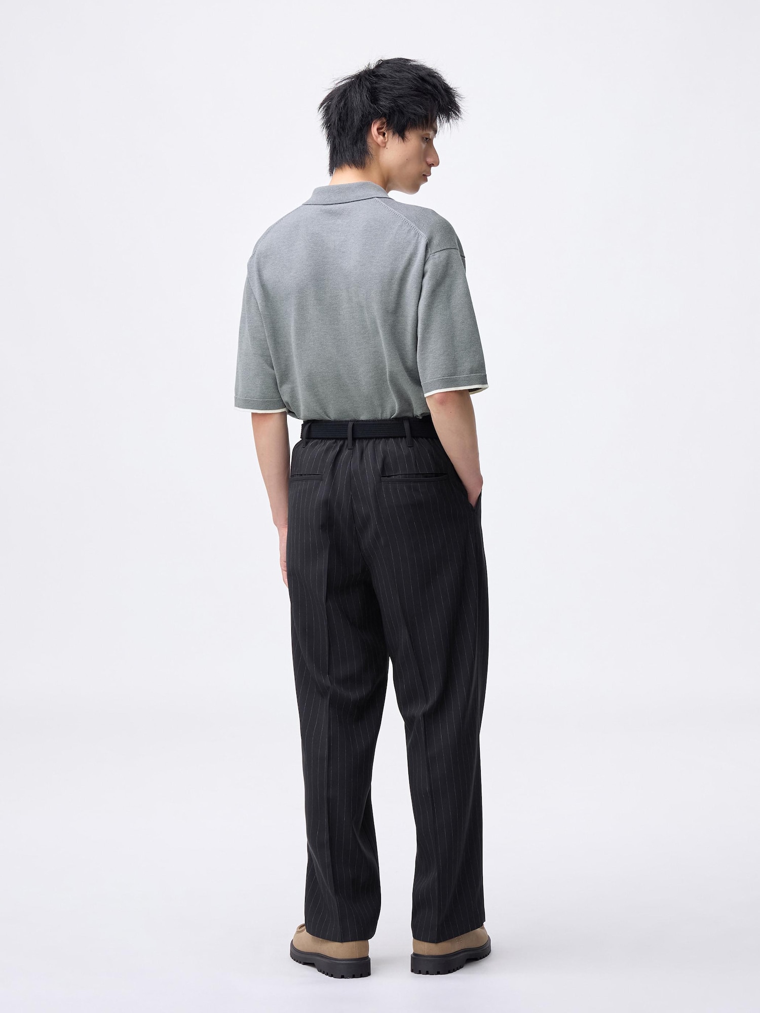 スラックス IONSEOUL Stripe Back Banding Wide Slacks (2color) JE1052 韓国 IONSEOUL(アイオンソウル) スラックス(メンズ) - 海外通販