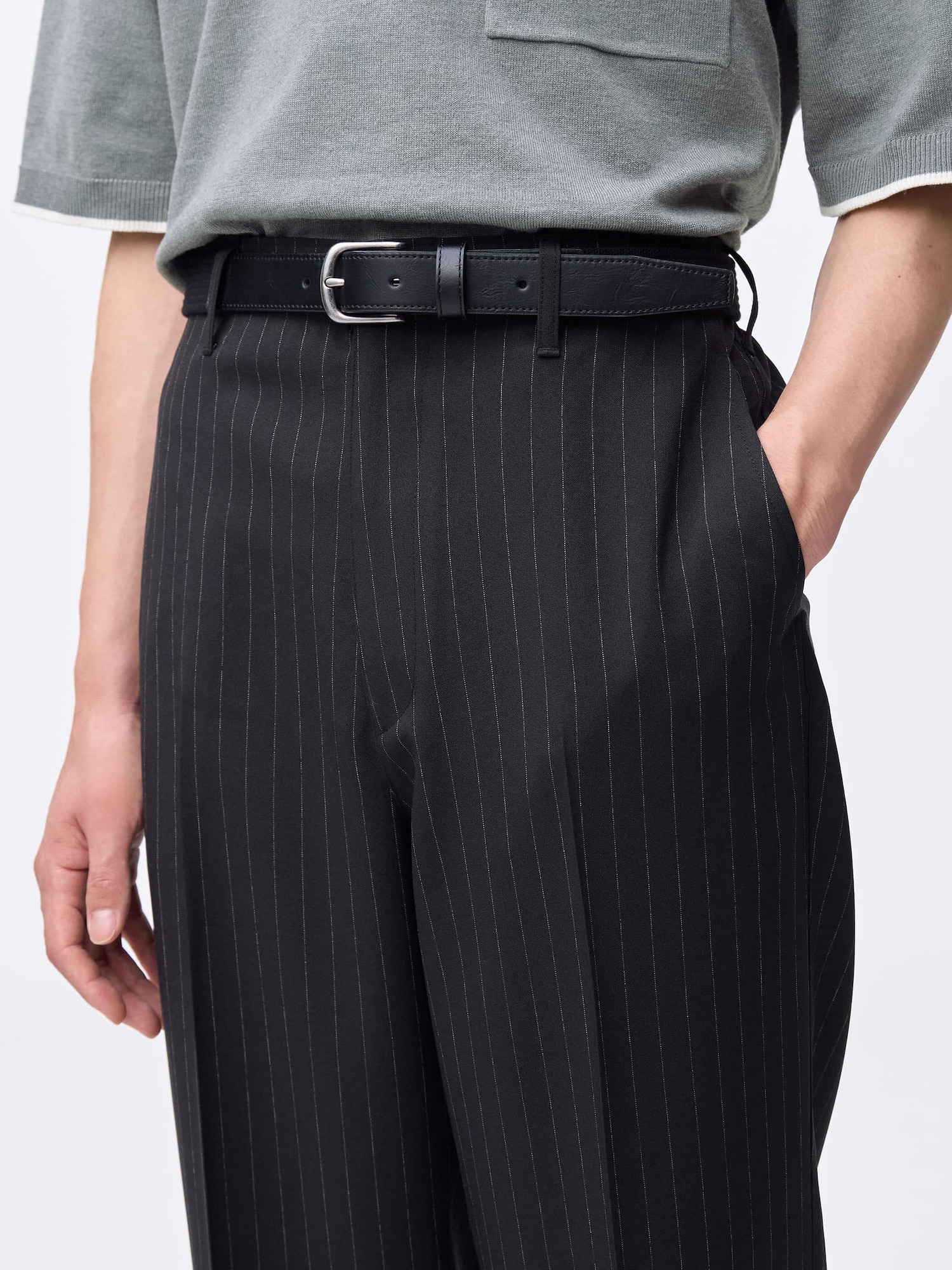 precme wide stripe slacks【black】 M precme wide stripe slacks【black】 M Women's Black Stripe