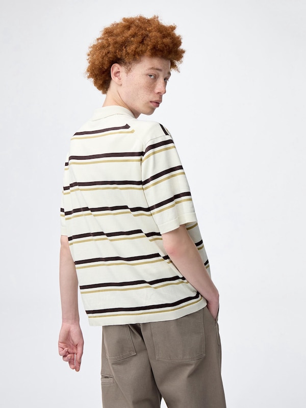 Washable Knitted Polo Shirt | HalfSlv | Stripe