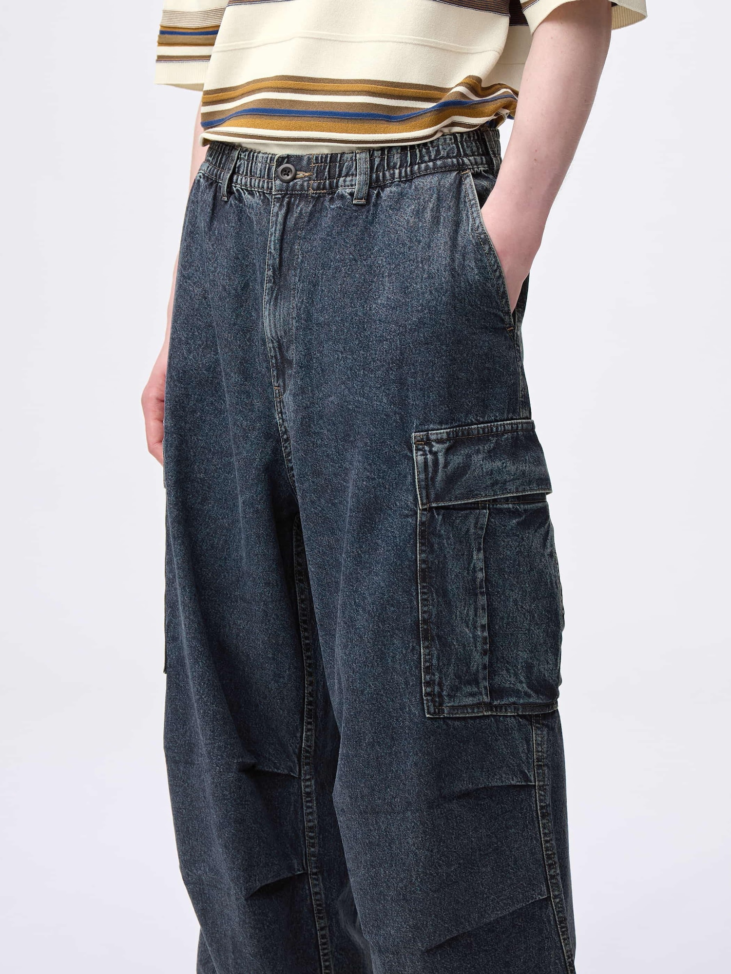 Denim Super Wide Cargo Pants | GU US