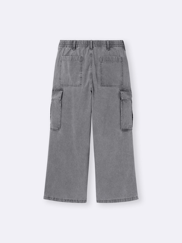 Denim Super Wide Cargo Pants
