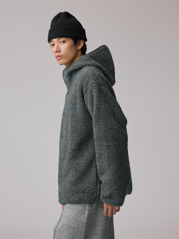 Faux Shearling Fleece Snap Hoodie | ENGINEERED GARMENTS