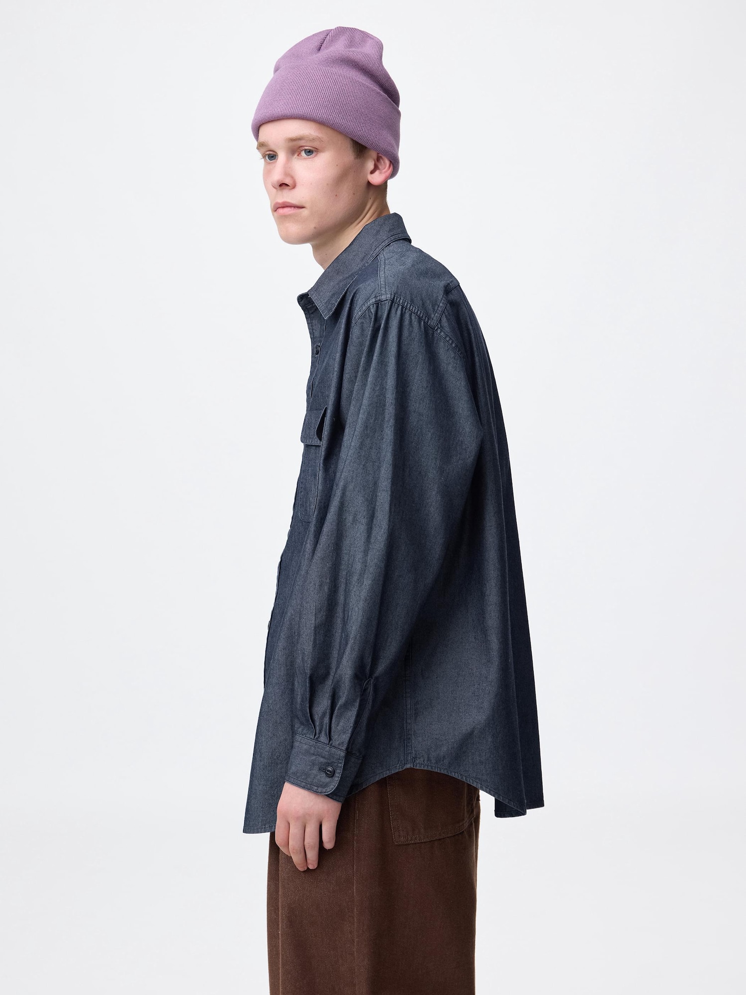 【U LAN】(UNISEX) Pepper Basic Daily Shirt Teardrop Work Shirt Salt & Pepper – Bryceland's