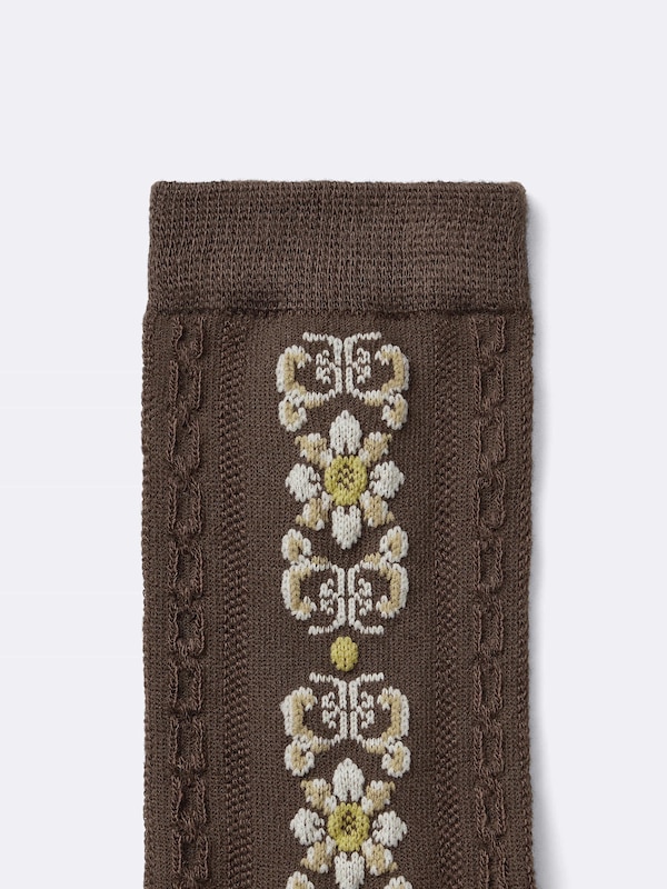 STYLE-HEAT Crew Socks | Side Flower