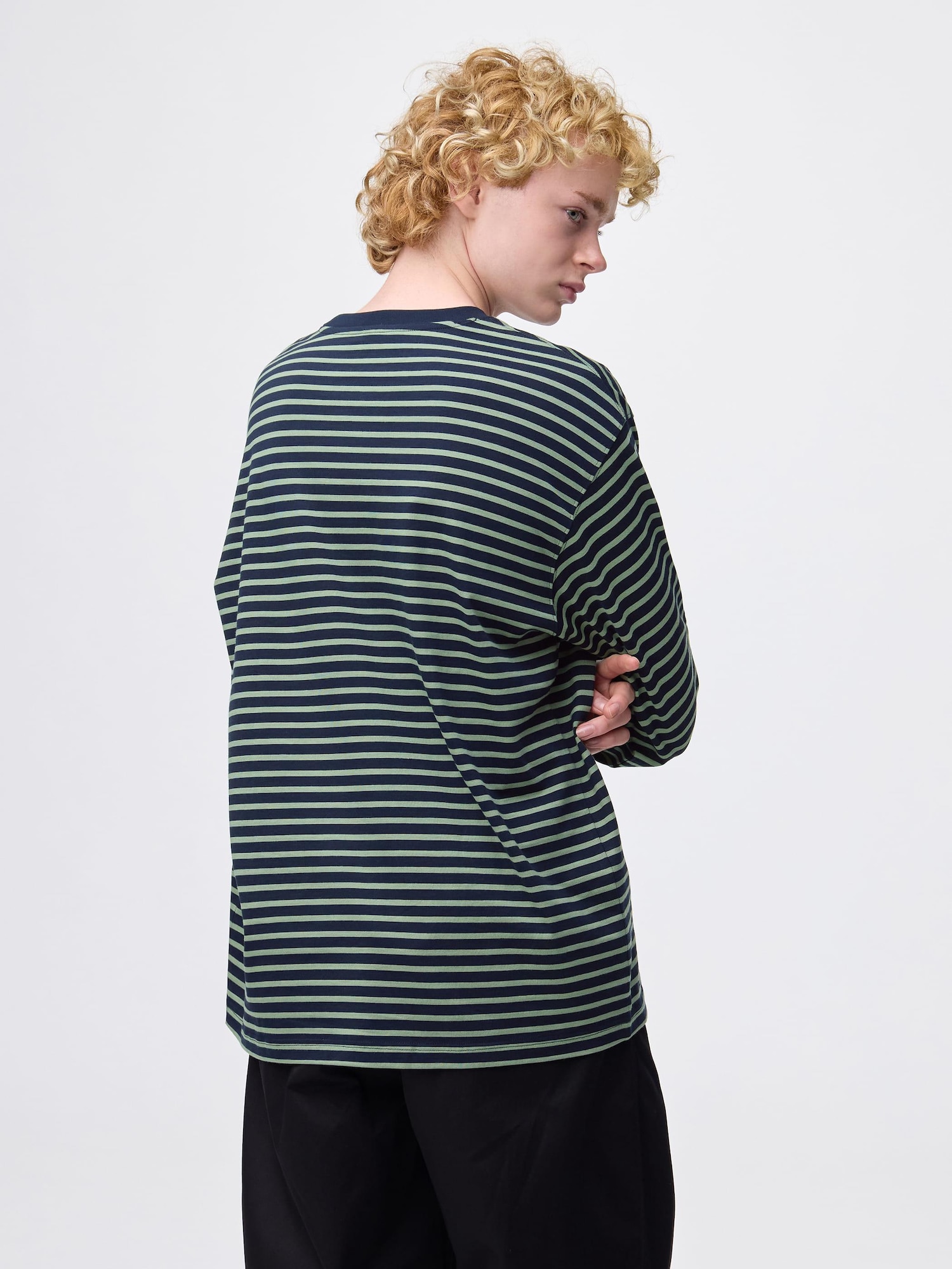 Men's Heavy Weight Crew Neck T-Shirt | Stripe | Long | GU US