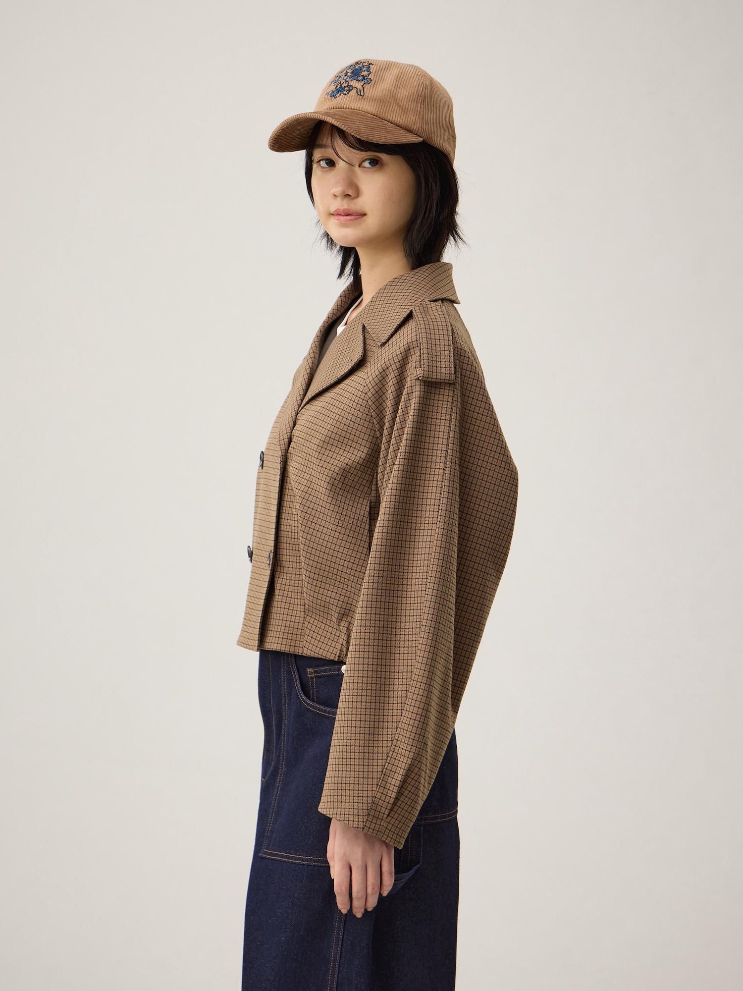 Short Trench Checked Coat | by rokh | GU US