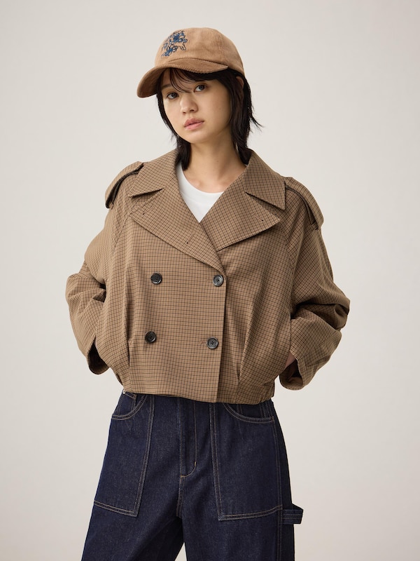 Short Trench Checked Coat | by rokh