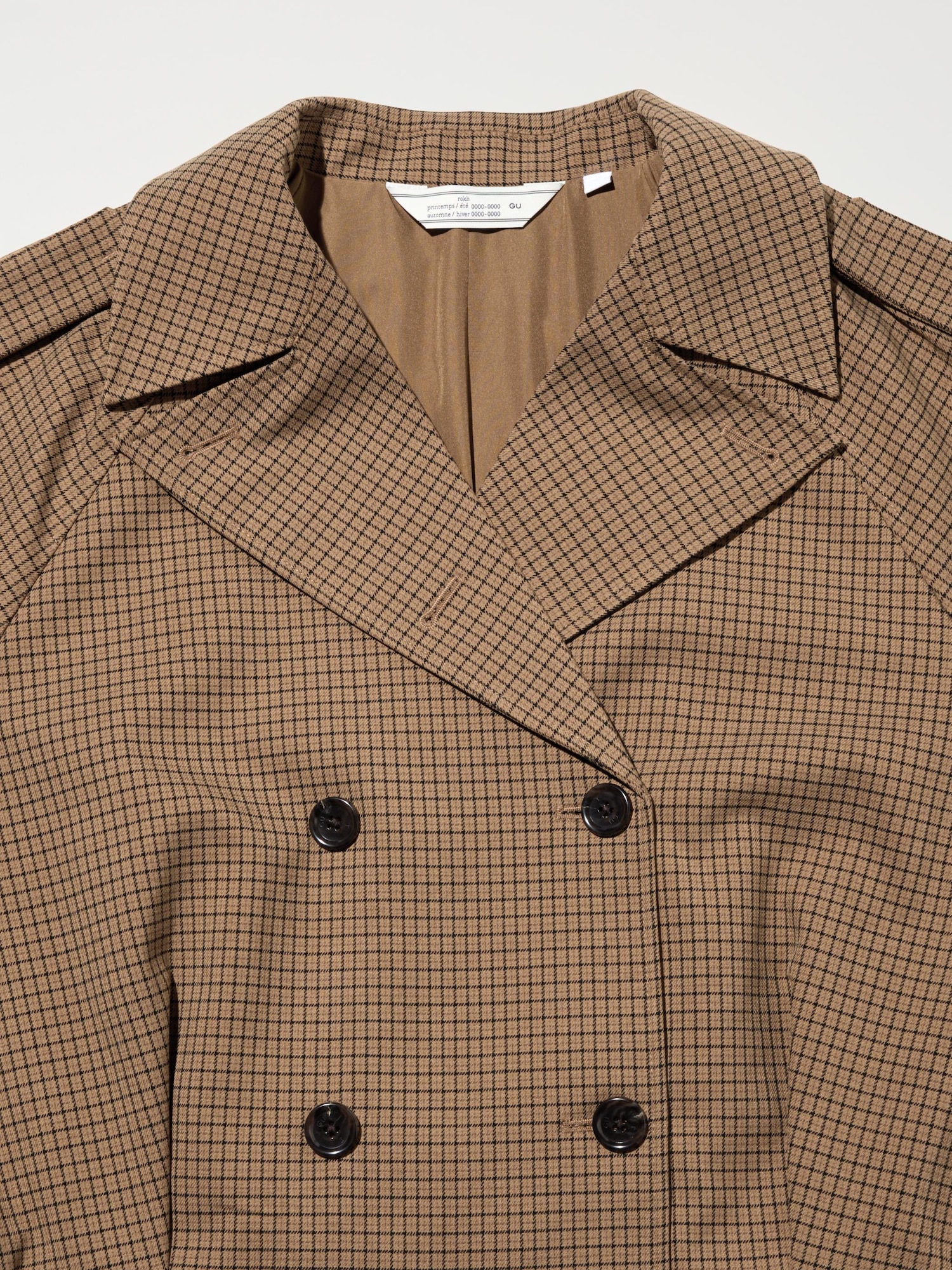 Short Trench Checked Coat | by rokh | GU US