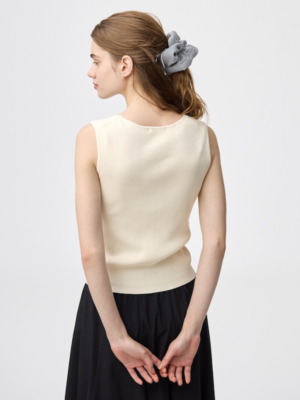 Ribbed Knitted Square Neck Tank Top