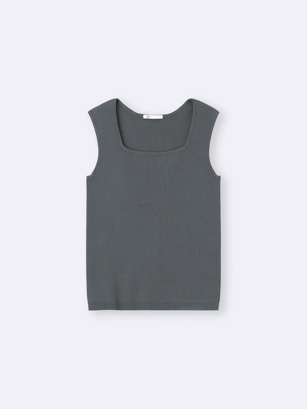 Ribbed Knitted Square Neck Tank Top