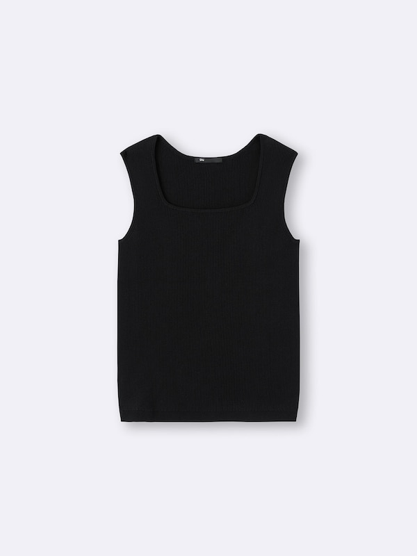 Ribbed Knitted Square Neck Tank Top