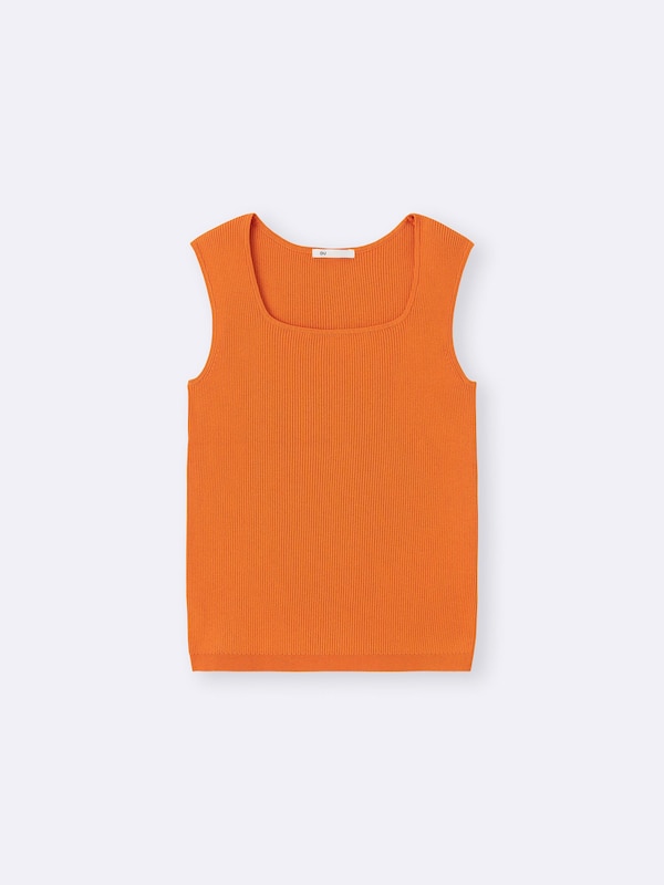 Ribbed Knitted Square Neck Tank Top