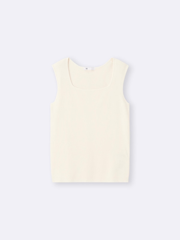 Ribbed Knitted Square Neck Tank Top