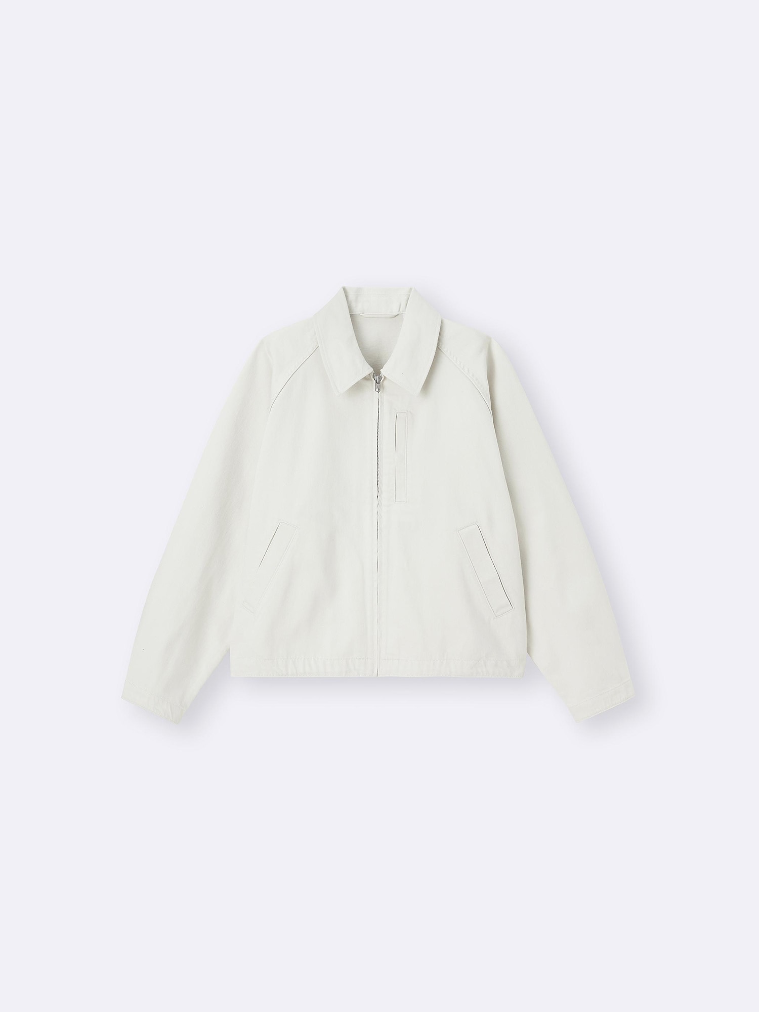 KAYAMA ジップアップジャケット ホワイト/ネイビー Unisex Cotton Zip Up Jacket | GU US