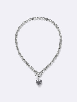 Heart Motif Volume Chain Necklace