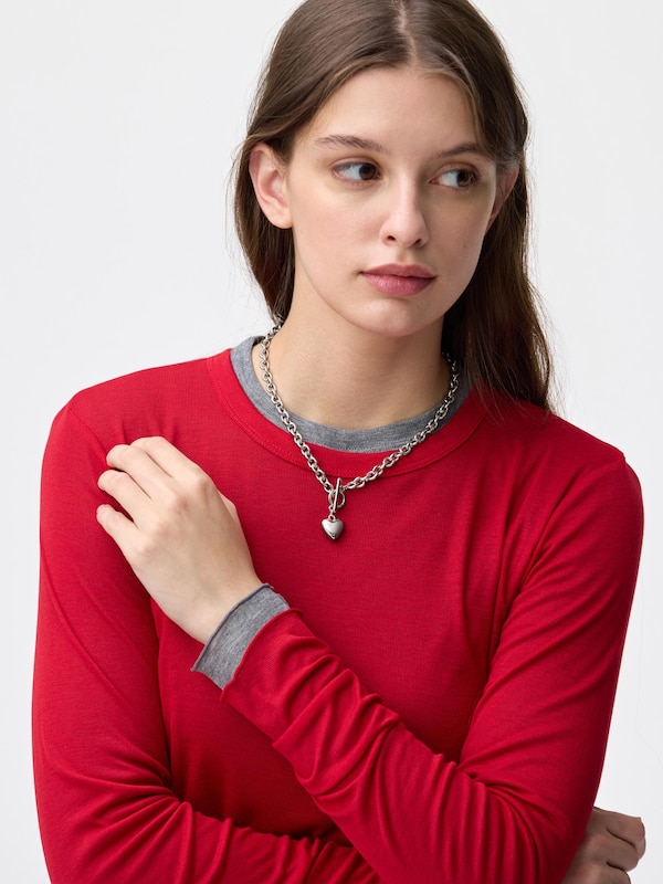 Heart Motif Volume Chain Necklace