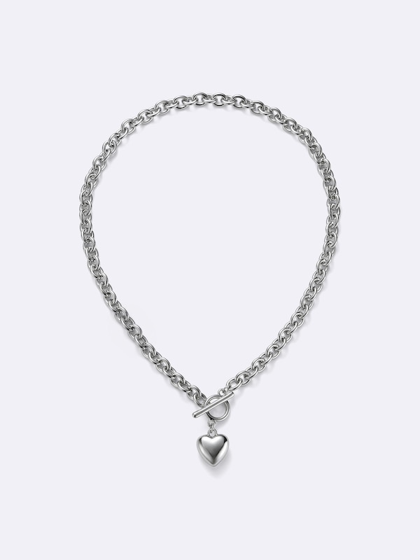 Heart Motif Volume Chain Necklace