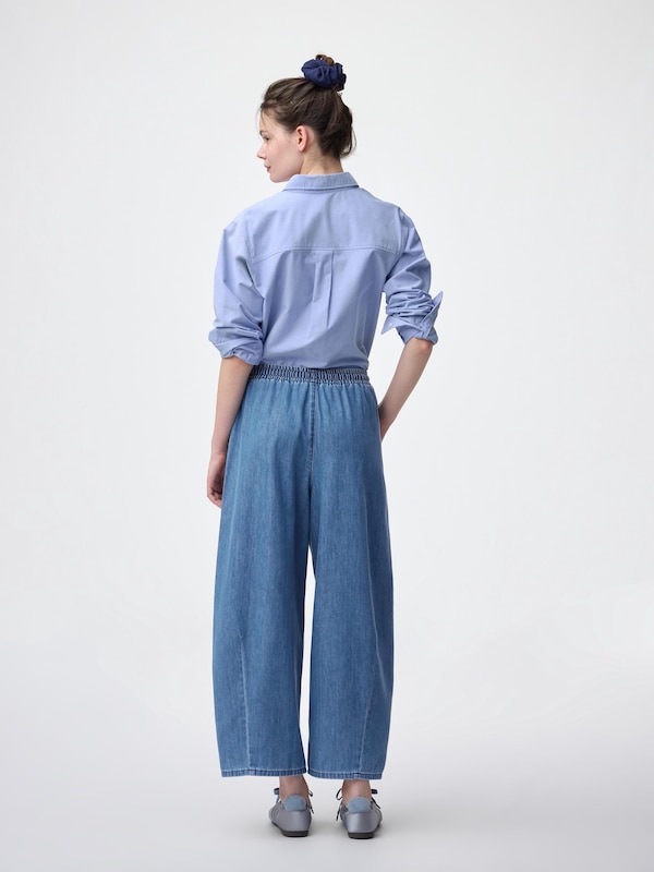 Light Denim Barrel Ankle Pants