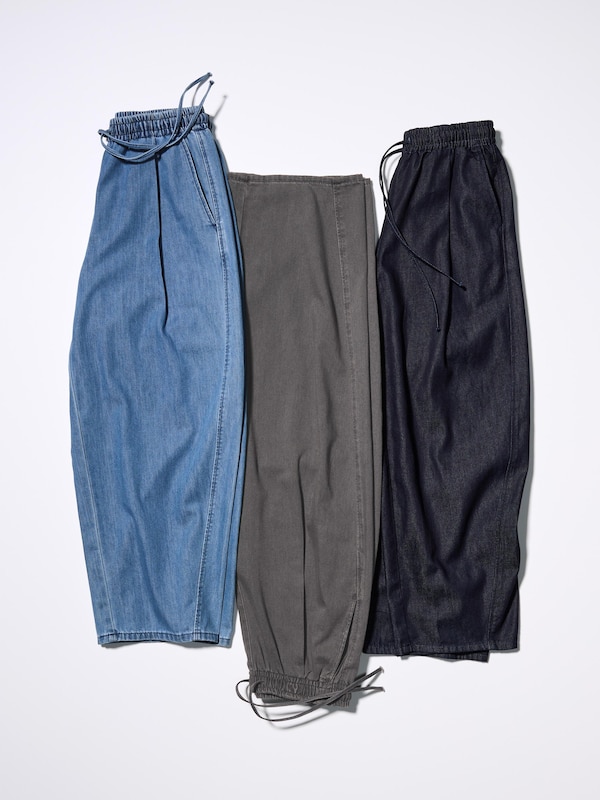 Light Denim Barrel Ankle Pants