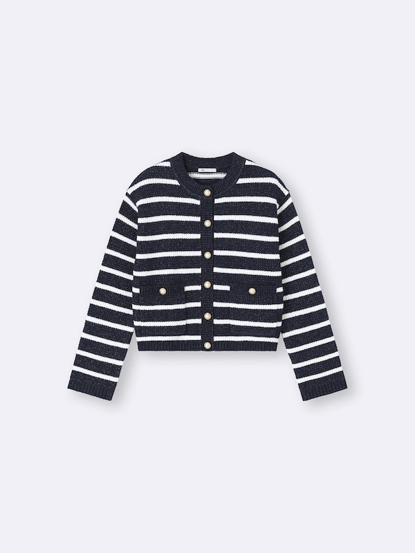 Tweedy Knitted Striped Cardigan