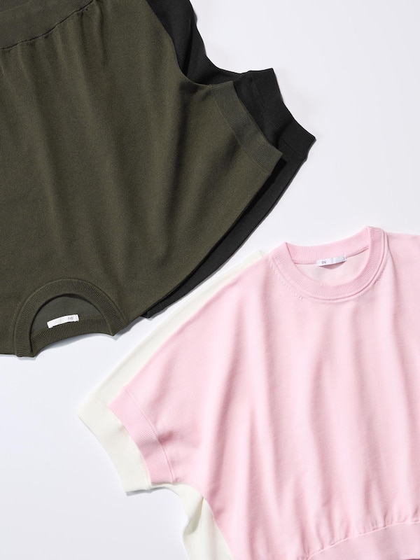 Washable Dolman Sleeve Knitted T-Shirt | Short