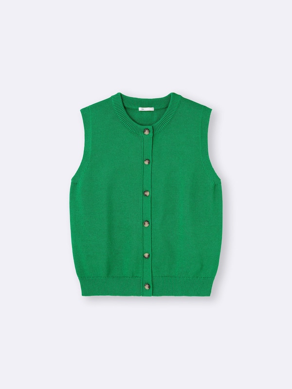 Front Button Knitted Pullover | Sleeveless