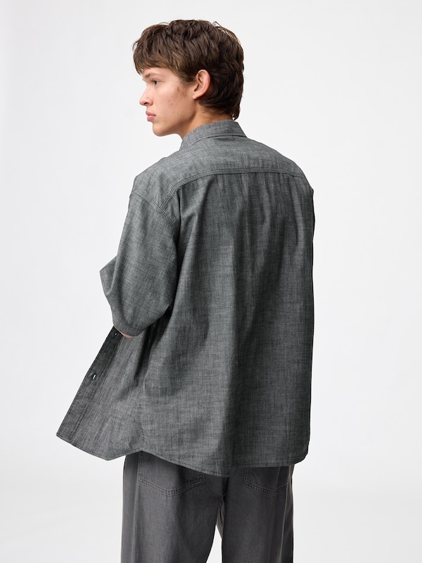 Denim Oversized Work Shirt | HalfSlv