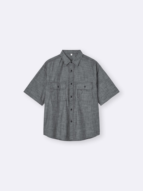 Denim Oversized Work Shirt | HalfSlv