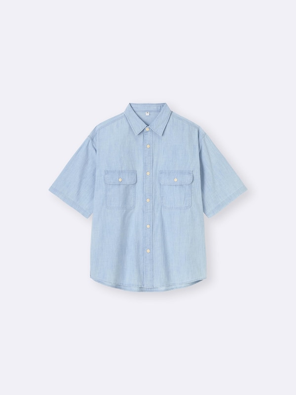 Denim Oversized Work Shirt | HalfSlv