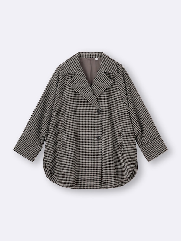 COZY MELTON Checked Cape Coat