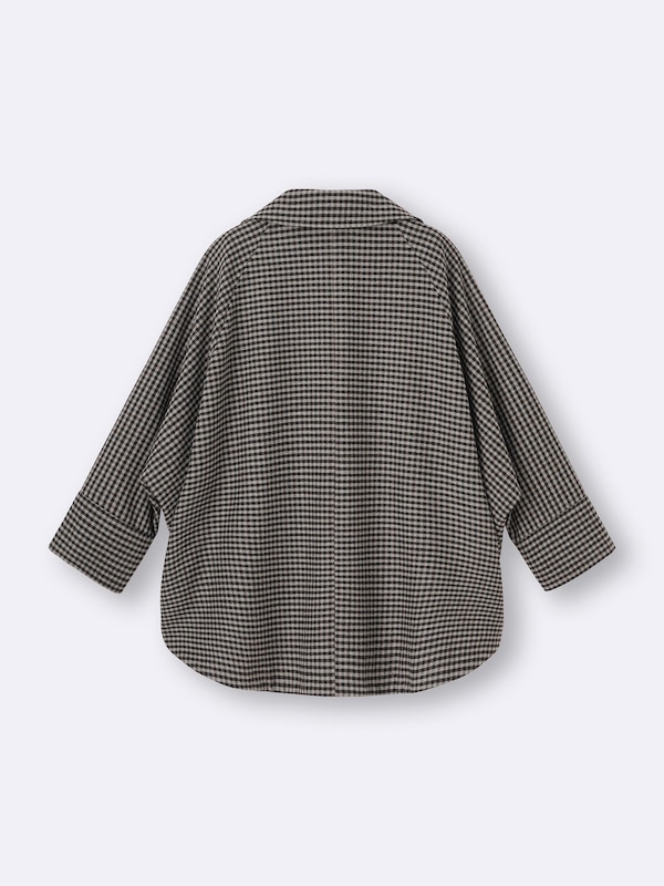 COZY MELTON Checked Cape Coat